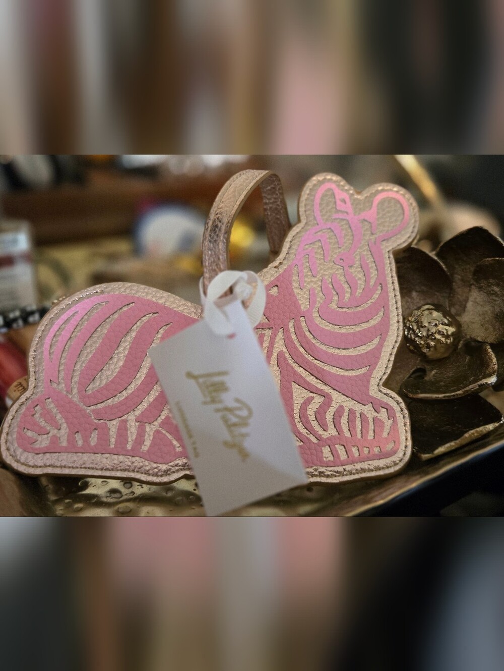 New Lilly Pulitzer Pink and Rose Gold Zebra Luggage Tag